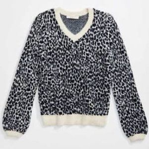 LOFT V-Neck Leopard Sweater NWT